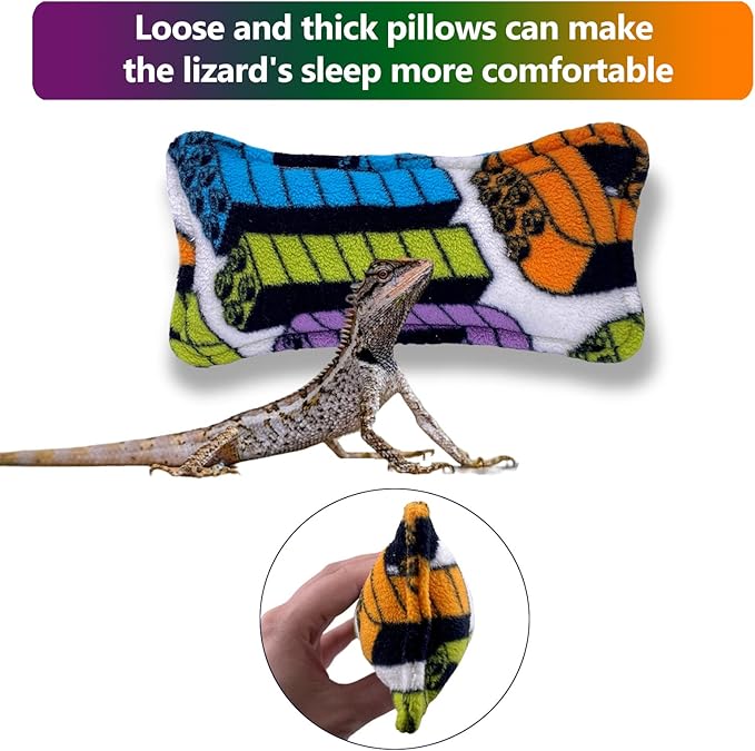 Bearded Dragon Bed with Pillow and Blanket, Small Pet Animal Hide Habitat Shelter, Reptile Accessories, Warm Cotton Nest Sleeping Bag for Leopard Gecko Lizard Guinea Pig Rat Hamster(Toy Letter)