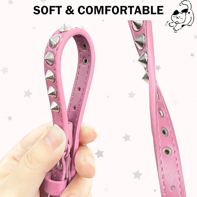 Leather Cat Collars for Boy Girl Cats with Bell and Safety Elastic Belt, Personalized Rivets Stud Adjustable Safe Buckle Collar with Skull Charm for Kitty Small Pets, Halloween Cat Collar