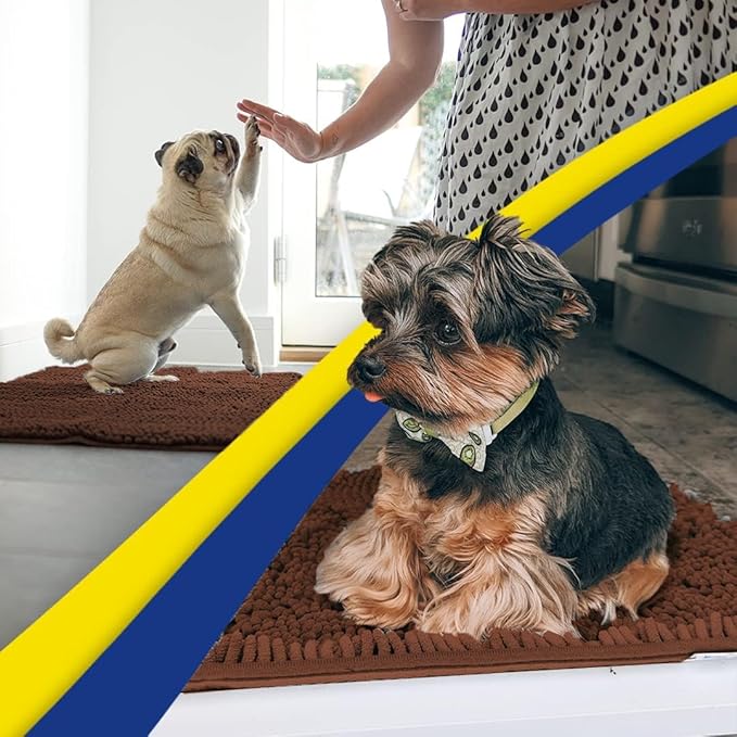 Muddy Mat® | Super Absorbent Door Mat Indoor, Microfiber Quick Dry Chenille Entryway Rug, Non-Slip Front Door Mat, Indoor Mats for Entryway, Machine Washable Pet Rug, Brown 28"x18"