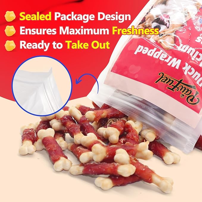 Dog Treats Duck Meat Calcium-Rich Chewable Bones,Rich in Taurine, Without Raw Skin. Suitable for Small Medium Large Dogs Training Reward Each Pack Contains 14.11 Ounces