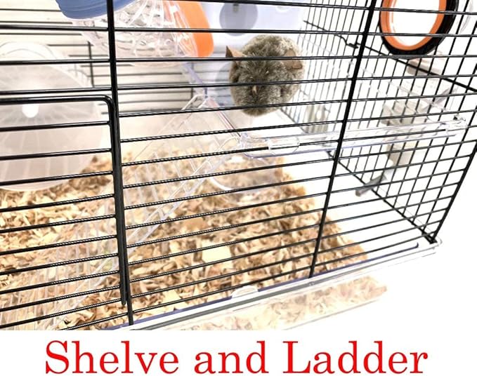 Large Clear Transparent Expandable and Customizable Habitat Dwarf Syrian Hamster Rodent Gerbil Mouse Mice Critter Cage With Top Play Zone Hide House Exercise Wheel Water Bottle Deep Acrylic Clear Base