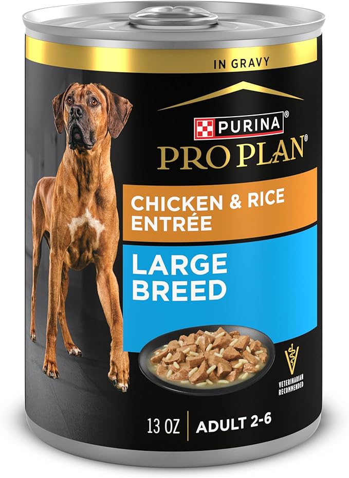 Purina Pro Plan Gravy Wet Dog Food for Large Dogs, Large Breed, Chicken and Rice Entrée - (Pack of 12) 13 oz. Cans