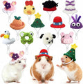 Hamster Hats Mini Party Hats for Small Animals, 12 Pcs Cute Hand Knitted Tiny Hats for Snakes Lizards Bearded Dragon Guinea Pig Bunny Reptile Pets Holiday Clothes Party Costume Accessories