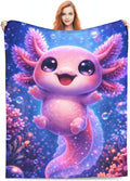 Cute Axolotl Blanket, Gifts for Women, Axolotl Underwater Soft Lightweight Throw Blankets for Kids Girls, Travel Bed Living Room Decor, 60x80in