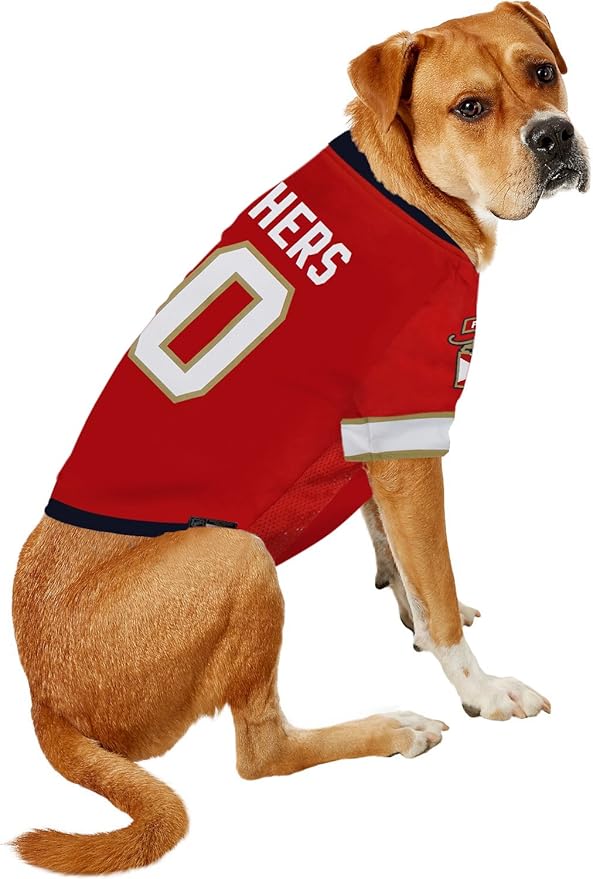 Pets First NHL Florida Panthers Jersey for Dogs & Cats, Large. - Let Your Pet be a Real NHL Fan!