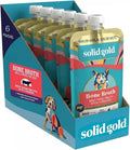 Solid Gold Beef Bone Broth for Dogs - Limited Ingredient Bone Broth Dog Food Toppers for Picky Eaters with Collagen & Superfoods - Dog Gravy Topper for Dry Food - Gut Health & Hydration - 6 Pack