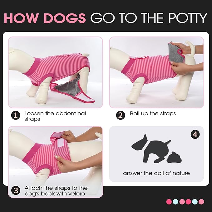 FUAMEY Recovery Suit for Dogs After Surgery,Soft Breathable Dog Bodysuit E-Collar & Cone Alternative Surgical Suit,Male Female Dog Neuter Spay Suits Anti Licking Wounds Onesie Rose Stripes S