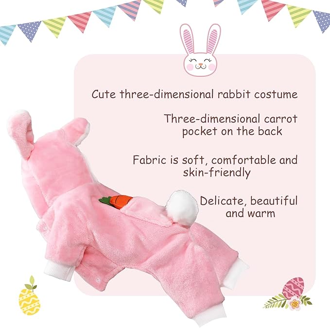 Easter Dog Bunny Costume Pet Costume Puppy Hoodies Dog Clothes Rabbit Ears Hat Outfit Halloween Party Supplies for Small Dogs Cats