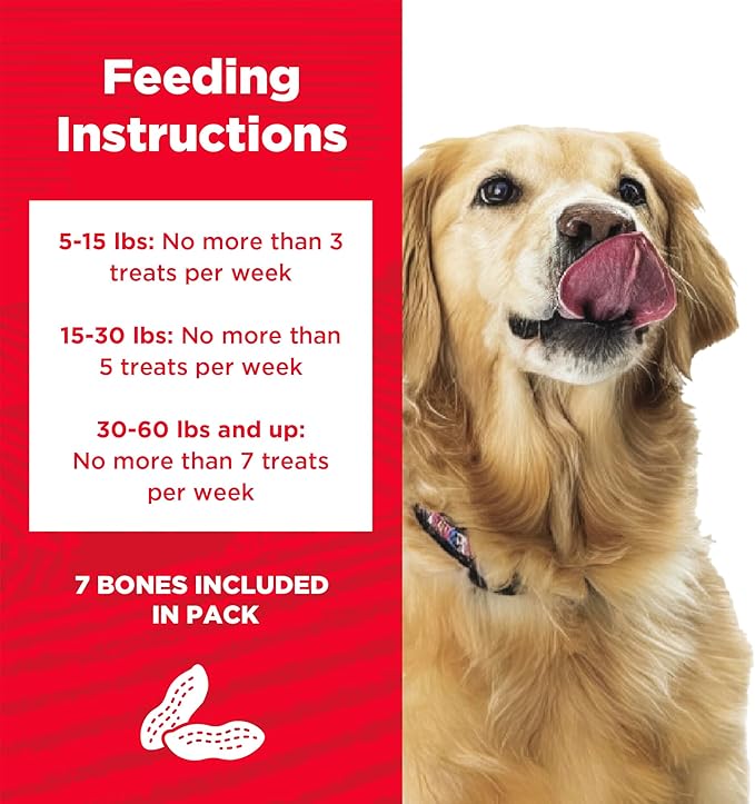Country Kitchen Smoky Bones Peanut Butter Flavored Dog Treats, Long Lasting, Easy to Digest, Made in USA, 7 Count