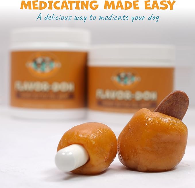 Flavor-Doh - Flavored Pill Wrap for Dogs to Hide Capsules and Create Pill Treats for Dogs - Easy-to-Use Treat Paste for Pet Medication - Peanut Butter (8oz)