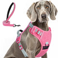 BEAUTYZOO No Pull Dog Harness Large, Adjustable Dog Harness and Leash Set -Easy Wearing with 3 Buckles/Control Handle,No Choke Soft Padded Reflective Pet Vest for Training Walking Hiking,Rose XL