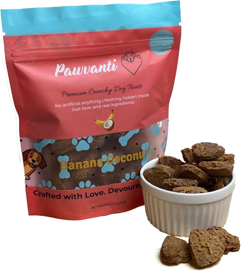 Banana Coconut Crunchy Dog Treats, All Natural Biscuits, Limited Ingredients, No Fillers, No by-Products, 6oz