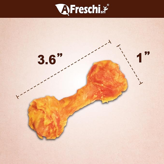 A Freschi srl Turkey Tendons for Dogs, USA-Sourced, Healthy Dog Treats, Rawhide-Free Puppy Chews, Long Lasting, All Natural, Hypoallergenic Dog Treats for Small Breeds, 6 Count Pack Bone (S)