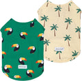 Fitwarm 2 Pack Toucan & Palm Tree UPF 50+ Sun UV Protection Dog Shirt, Lightweight Cooling Vest, Quick Dry Summer Clothes for Small Dogs Boy Girl, Pet Outfit, Green, Beige, Medium