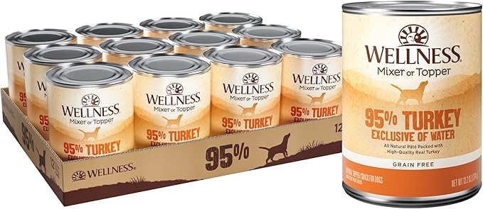 Wellness 95% Turkey Natural Wet Grain Free Canned Dog Food, 13.2-Ounce Can (Pack of 12)