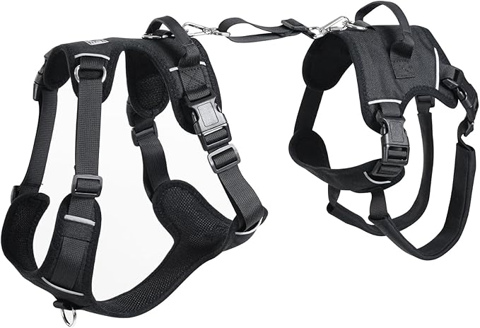 Dog Lift Harness, Dog Lift Sling Carrier with Handle & Shoulder Sling, Support Harness for Rear Back Legs Helps,Disabled,Arthritis,Joint Injuries,Paralysis Up Stairs（Black,Large）