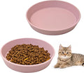 BNOSDM Silicone Cat Food Plate 2 Pack Shallow Dog Bowl Flat Puppy Feeding Dish for Small Dogs and Cats Whisker Fatigue Pet Plates for Dry and Wet Food (Light Pink)