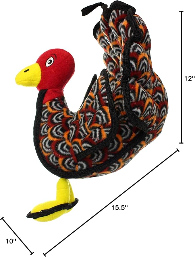 TUFFY - World's Tuffest Soft Dog Toy -Barnyard- Multiple Layers. Made Durable, Strong & Tough. Interactive Play (Tug, Toss & Fetch). Machine Washable & Floats. (Turkey, Large 2 Pack)