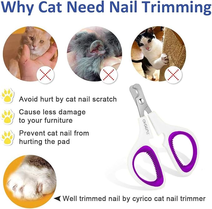 OneCut Pet Nail Clippers, Update Version Cat & Kitten Claw Nail Clippers for Trimming, Professional Pet Nail Clippers Best for a Cat, Puppy,Rabbit, Kitten & Small Dog,Sharp & Safe (Purple)