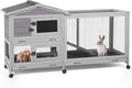 Aivituvin Rabbit Hutch Indoor 2 Story Bunny Cage Outdoor Guinea Pig Cage with Caster Wheels Chicken Coop with Run, 3 Pull Out Tray
