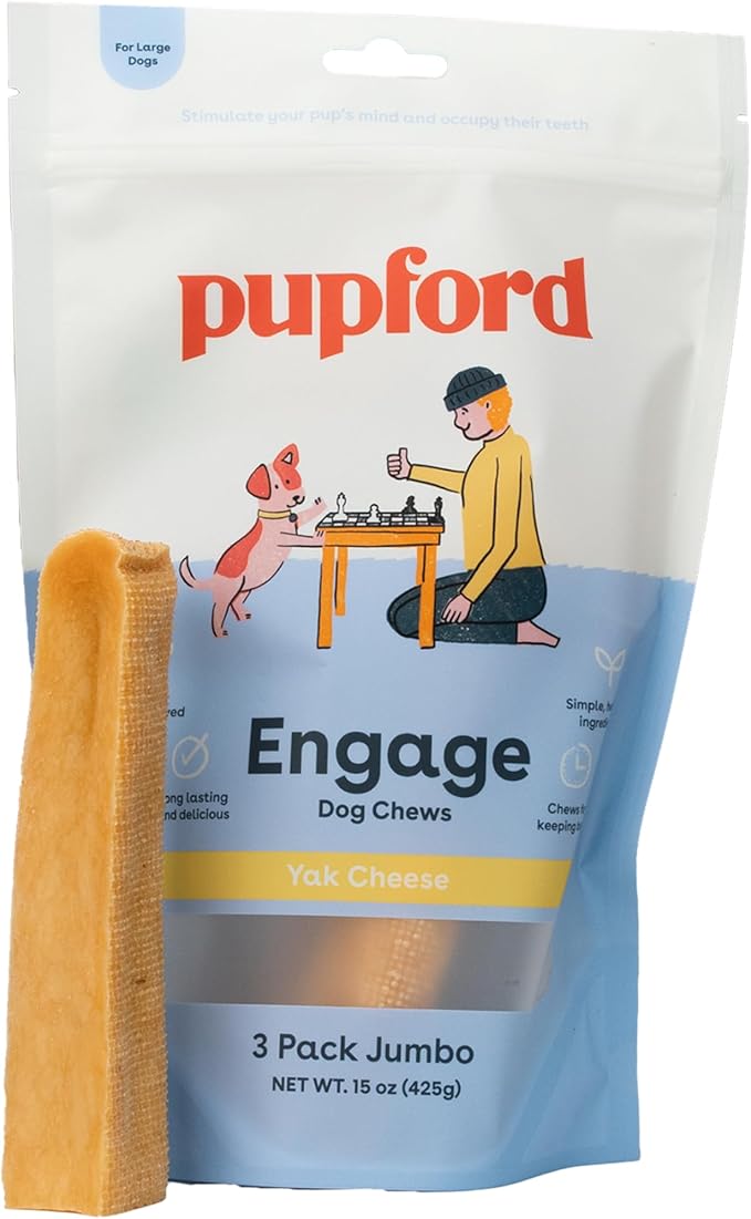 Pupford Yak Cheese Chews for Dogs & Teething Puppies, Natural, Long-Lasting Himalayan Dental Treats (3 Pack Jumbo)