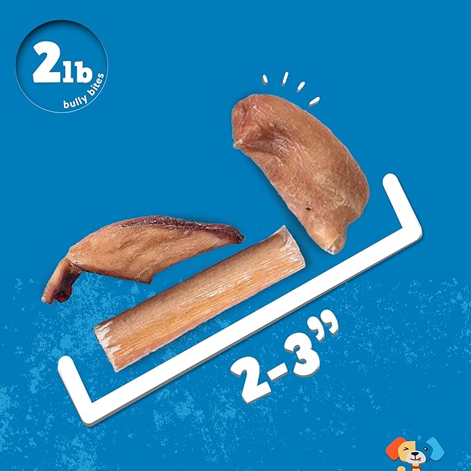Jack&Pup Bully Bites (2 lb. Bag), Small Bully Sticks for Small Dogs, 1-3 Inch Chews for Puppies, Seniors and Smaller Dogs