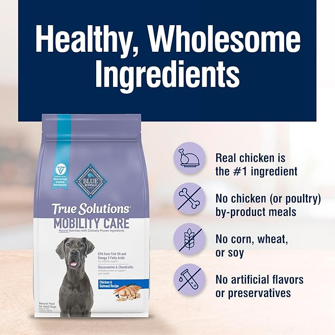 Blue Buffalo True Solutions Mobility Care Natural Dry Dog Food for Adult Dogs, Chicken, 11-lb. Bag