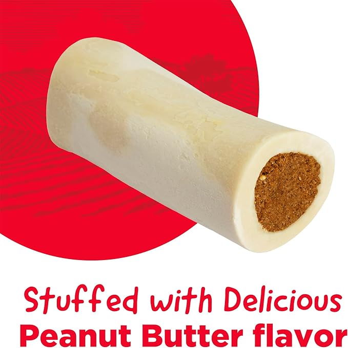 Country Kitchen Stuffed Shin Bone Peanut Butter Flavor Dog Treat, 100% Natural, Long Lasting, 1 Large Bone, 5-6 Inches