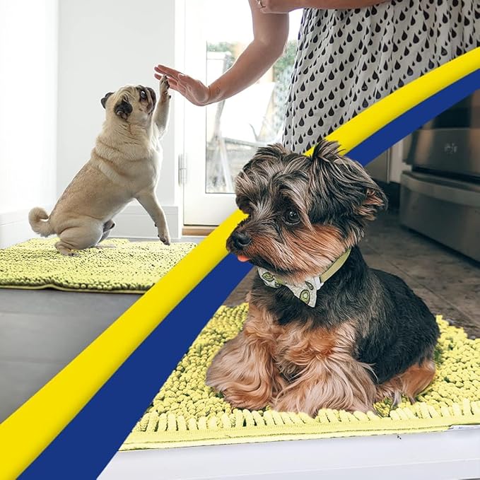 Muddy Mat® | Super Absorbent Door Mat Indoor, Microfiber Quick Dry Chenille Entryway Rug, Non-Slip Front Door Mat, Indoor Mats for Entryway, Machine Washable Pet Rug, Yellow 24" x 120"