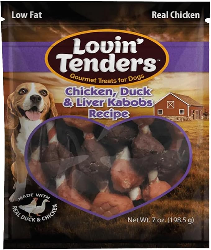 Lovin Tenders Chicken Duck & Liver Kabobs Dog Treats (2 Pack - 7 oz per Pack)