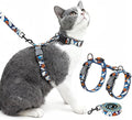 Halypet Cat Harness and Leash Set, Escape Proof 3-in-1 Adjustable Harness for Cats & Kitten, Soft Lightweight, Easy On & Control for Walking, Travel & Outdoor Use, Navy Floral, Small