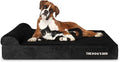 The Dog’s Bed Orthopedic Memory Foam Dog Bed with Headrest, Calming Surface – CertiPUR-Certified Foam, Plush Fabric, Black Plush, XL, 6-Inch