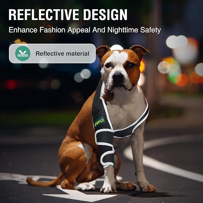Dog Elbow Brace for Front Leg, Supports Elbow and Shoulder Joints, Helps Reduce Calluses, Pressure Sores & Hygroma, Reflective Anti-Licking Design, Left Leg, Size XL