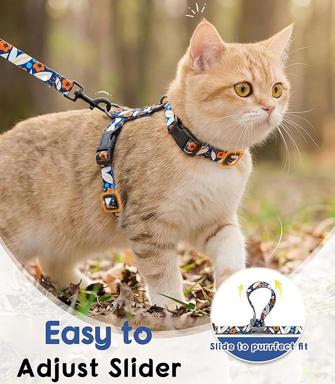 Halypet 2-Pack Cat Harness and Leash Set, Escape Proof 3-in-1 Adjustable Harness for Cats, Soft Lightweight, Easy On & Control for Walking, Travel & Outdoor Use, Small (White & Navy)