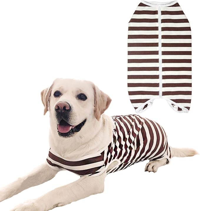 Dog’s Recovery Suit Post Surgery Shirt for Female Male Dog, E-Collar Alternative Wound Protective Clothes (Brwon white-2xl)
