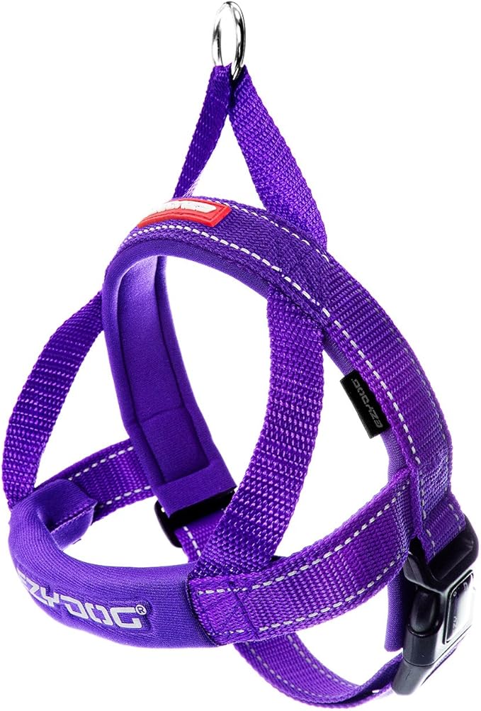 EzyDog Quick Fit Dog Harness – No Pull Harness for Training, Everyday Walking, and Easy Control - Adjustable Fit, Reflective, and Padded (Medium, Purple)