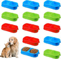 12 Pcs Plastic Double Cat Dog Food and Water Bowl Set Anti-Spill Anti-Skid Pet Feeding Dish for Cats Dogs Puppies Kennel Cattery, 3 Colors