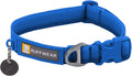 Ruffwear, Front Range Dog Collar, Adjustable Tubelok Webbing, Lightweight, Side Release Buckle, Aluminum V-Ring, Durable for Everyday Use, Blue Pool, 14"-20"