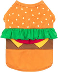 Fitwarm Halloween Dog Hamburger Costume, Funny Clothes for Small Dogs Boy Girl, Pet Fast Food Outfit, Orange, XS