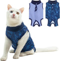 BEAUTYZOO 2 Pack Cat Recovery Suit, Cat Onesie for Cats After Surgery Female Male, Kitten Spay Neuter Surgical Recovery Body Suit Cone of Shame Alternative, Anti Lick Pet Anxiety Vest, Blue M