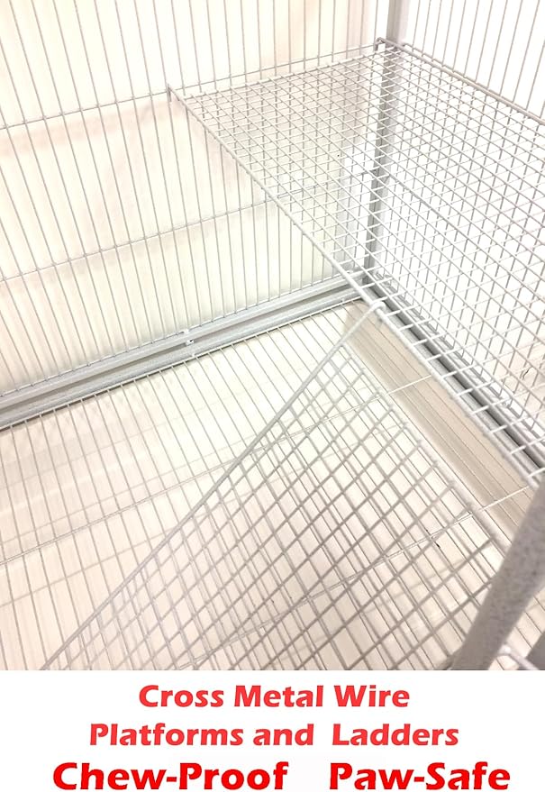 54" Large Wrought Iron Chew Proof 4-Level Tight 1/2-inch Wire Spacing Ferret Chinchilla Sugar Glider Rats Mices Rabbit Squirrel Hamster Cage with Removable Rolling Stand