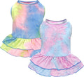 cyeollo 2 Pack Dog Dresses for Small Dogs Girl Spring Summer Dog Clothes Tie Dye Dress Breathable Pet Cat Apparel, Medium