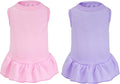 2 Pcs Dog Dresses Cat Skirt Solid Color Dog Clothes Summer Sleeveless Puppy Girl Clothes for Small Pet Dogs Cats (Pink,Light Purple, Medium)