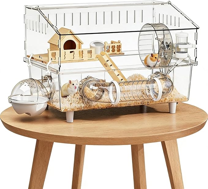 Hamster Cages - Detachable Acrylic Crate 45 * 30 * 34.5cm,Hamster Enclosure | for Outdoor Travel Small Animal House Play Home