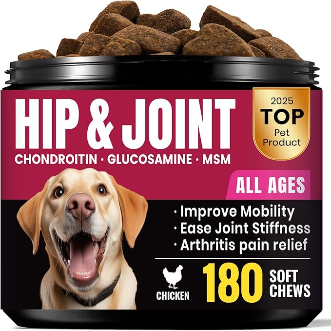 Glucosamine for Dogs - Hip and Joint Supplement Chews for Senior & Large Breed, Joint Supplement for Dogs with Chondroitin, Wuffe Joint Chews for Pain Relief - 60-Day Satisfaction Guarantee - 180 Ct