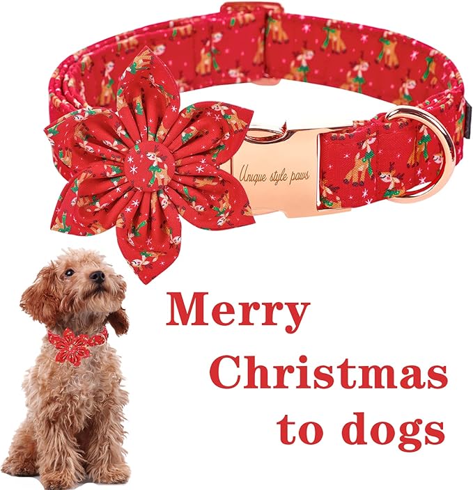 Unique style paws Cotton Dog Collar with Bow Puppy Collar with Red White Round Dot for Small Medium Large Boys Girls Dogs