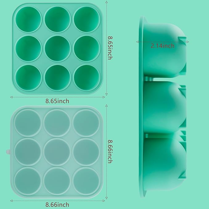 9 Cavities Silicone Dog Treat Mold with Lid for Woof Pupsicle & Power Chewer Pupsicle,Frozen Dog Silicone Molds for Making Refill Treats 75 lbs & Up (Extra Large with Lid)