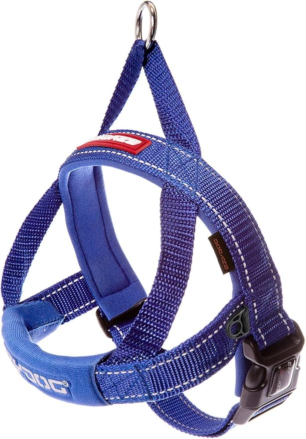 EzyDog Quick Fit Dog Harness – No Pull Harness for Training, Everyday Walking, and Easy Control - Adjustable Fit, Reflective, and Padded (X-Small, Blue)