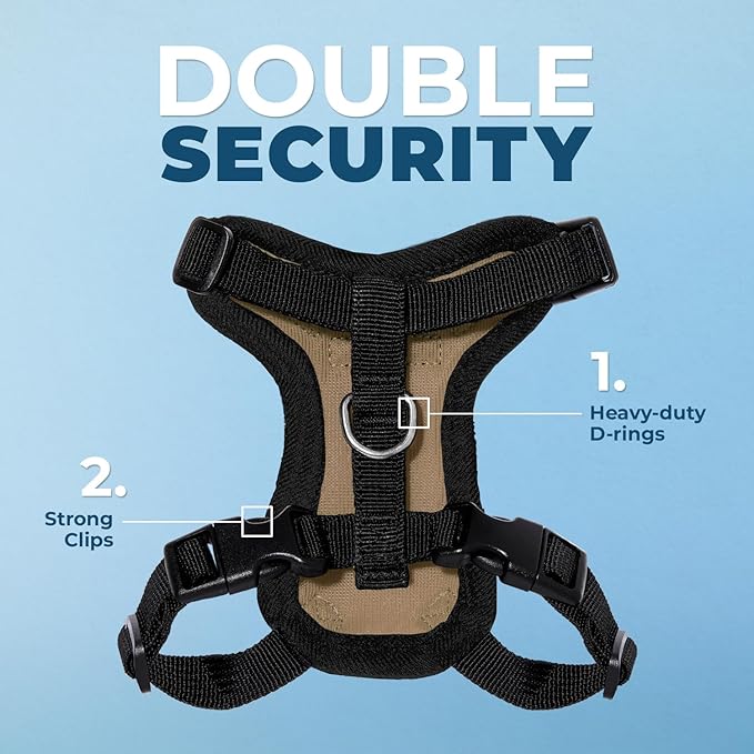 Voyager Escape-Proof Step-in Lock Cat Harness & 5ft Neoprene-Handle Leash Set All-Weather Mesh with Reflective Stitching for Small to Large Cats by Best Pet Supplies, Army/Black Trim, S