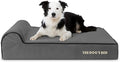 The Dog’s Bed Orthopedic Memory Foam Dog Bed with Headrest, Calming Surface – CertiPUR-Certified Foam, Oxford Fabric, Grey with Black Trim, Large, 6-Inch